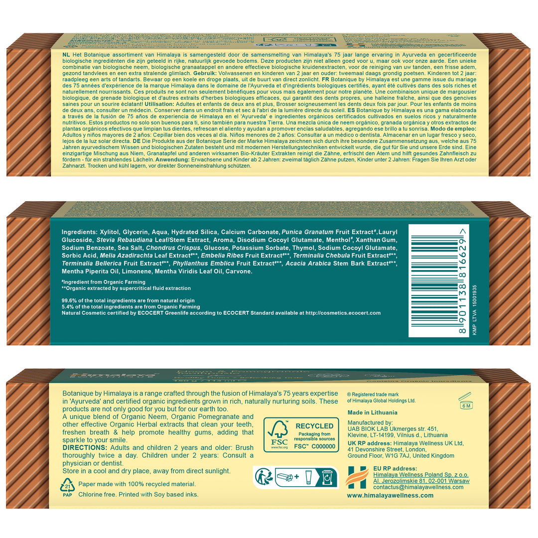 Himalaya Botanique Pasta do zębów Neem i Granat - 150 g