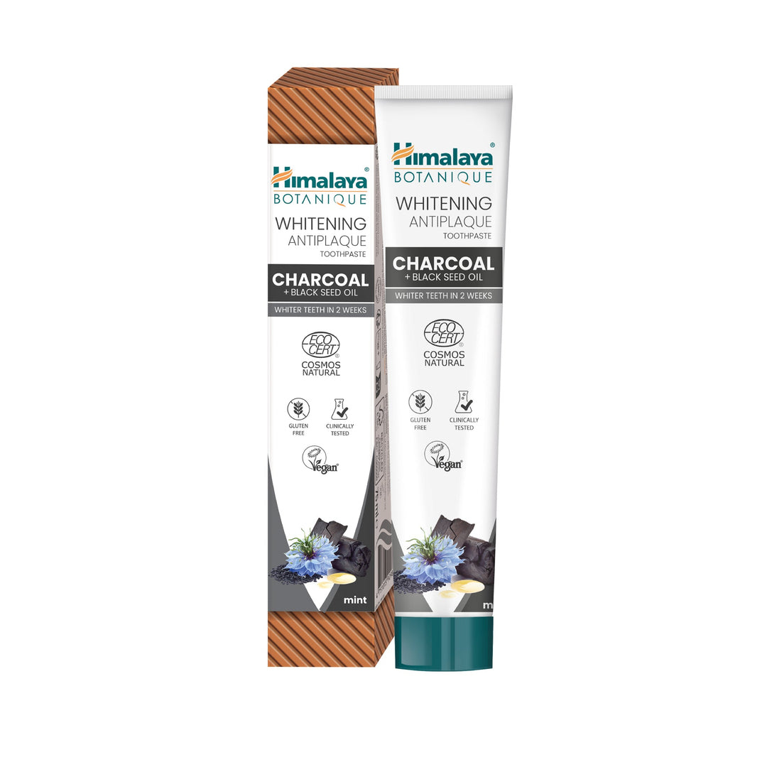 🎁 Himalaya Botanique Wybielająca pasta do zębów przeciw płytce nazębnej z Węglem Aktywnym i Olejem z Czarnuszki 75 ml (100% off)