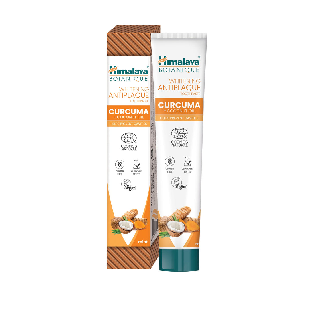 🎁 Himalaya Botanique Wybielająca pasta do zębów przeciw płytce nazębnej z Kurkumą i Olejem Kokosowym 75 ml (100% off)