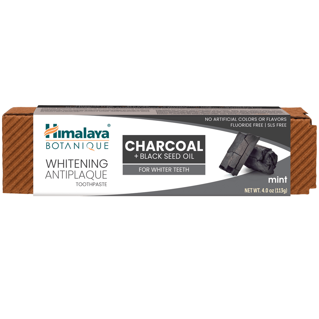 Himalaya Botanique Wybielająca pasta do zębów przeciw płytce nazębnej z Węglem Aktywnym i Olejem Z Czarnuszki