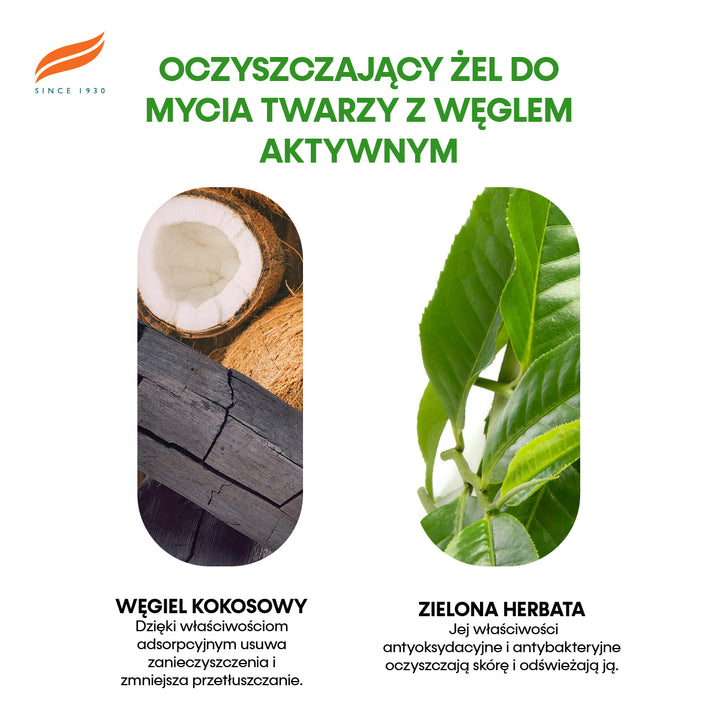 Detoksykujący Żel do Mycia Twarzy z Aktywnym Węglem i Zieloną Herbatą 150 ml