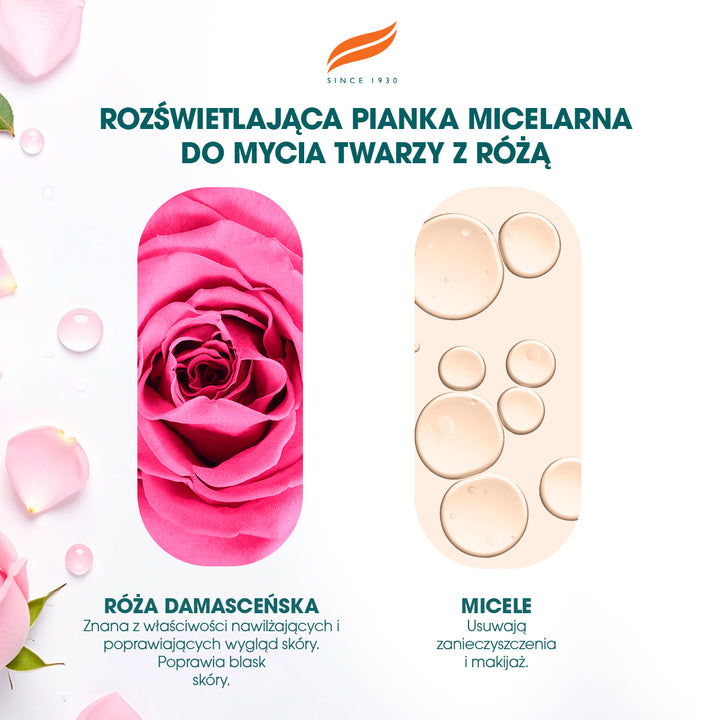 HIMALAYA ROZŚWIETLAJĄCA, MICELARNA PIANKA DO MYCIA TWARZY Z ORGANICZNĄ RÓŻĄ 150ML