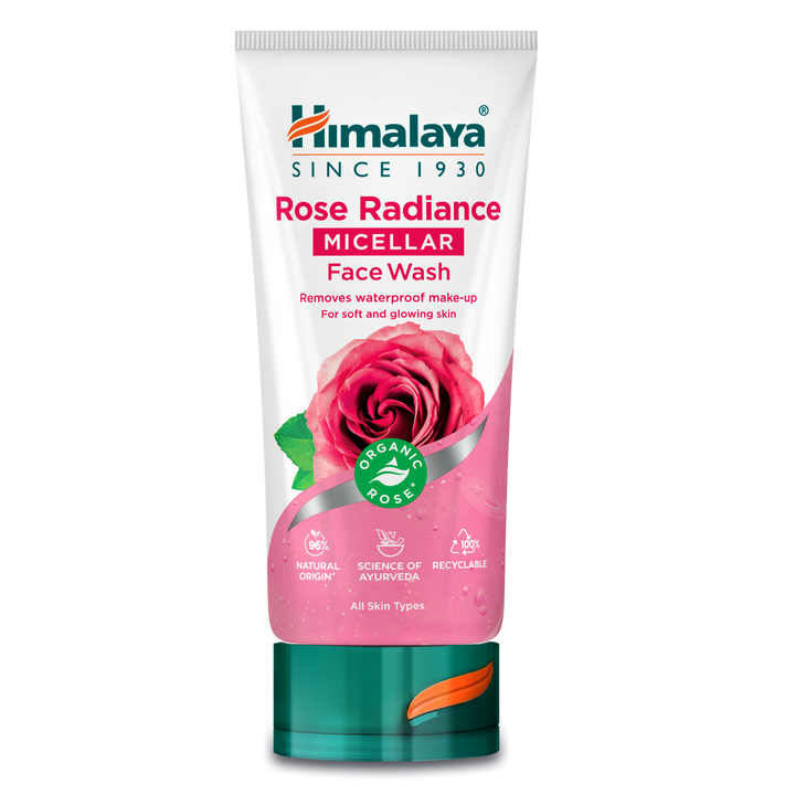 HIMALAYA ROZŚWIETLAJĄCY, MICELARNY ŻEL DO MYCIA TWARZY Z ORGANICZNĄ RÓŻĄ 150ML