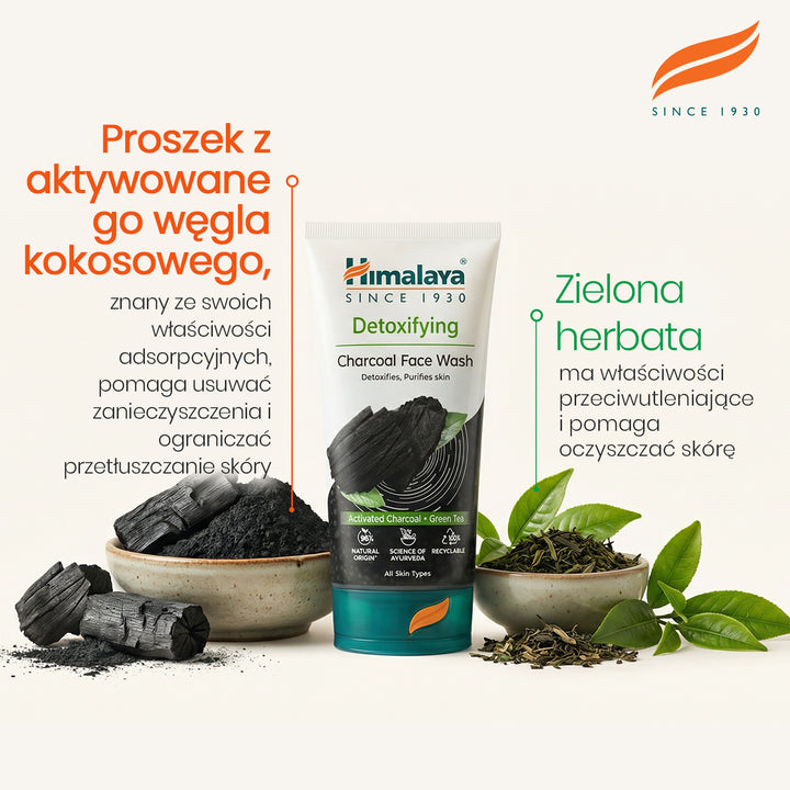 Detoksykujący Żel do Mycia Twarzy z Aktywnym Węglem i Zieloną Herbatą 150 ml
