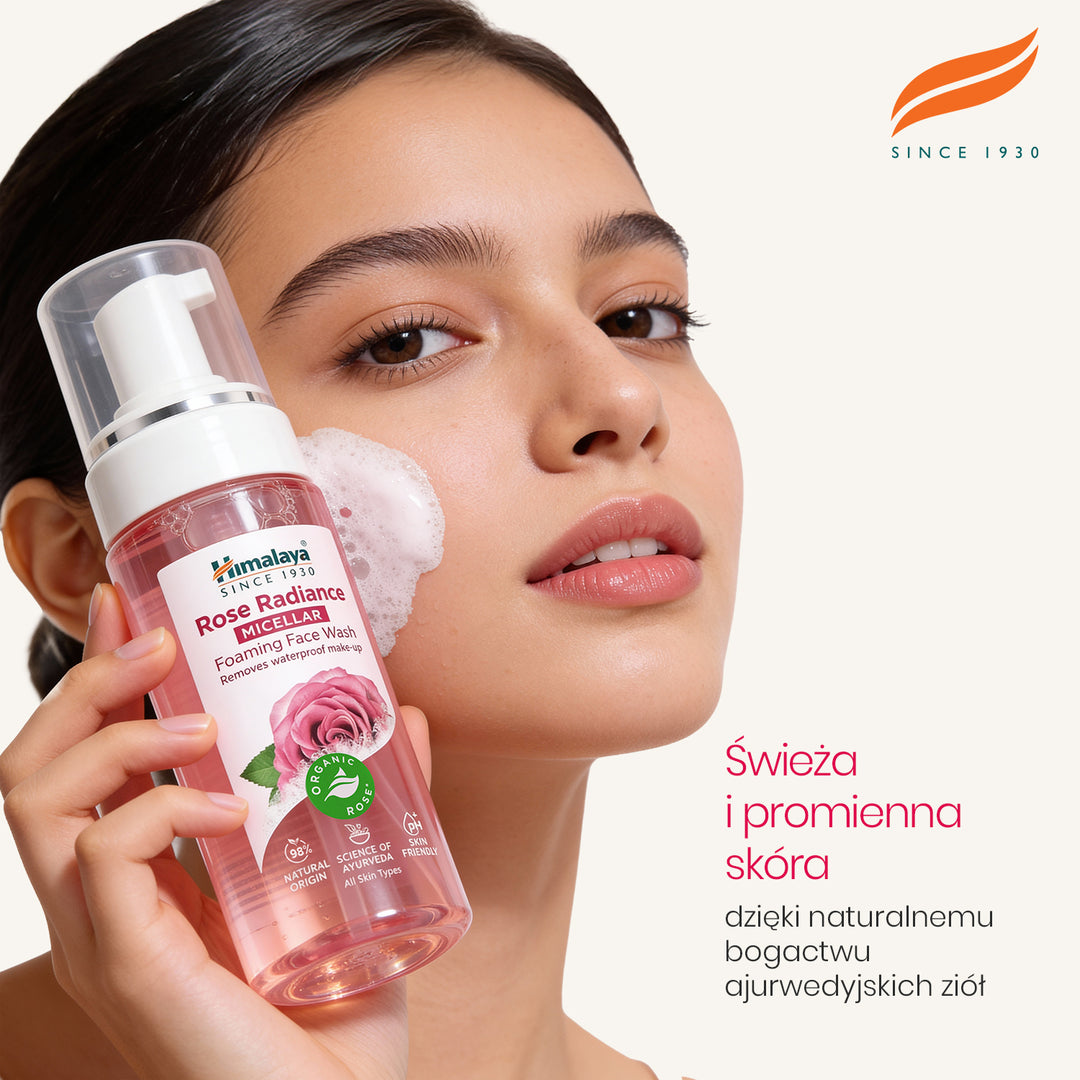 HIMALAYA ROZŚWIETLAJĄCA, MICELARNA PIANKA DO MYCIA TWARZY Z ORGANICZNĄ RÓŻĄ 150ML