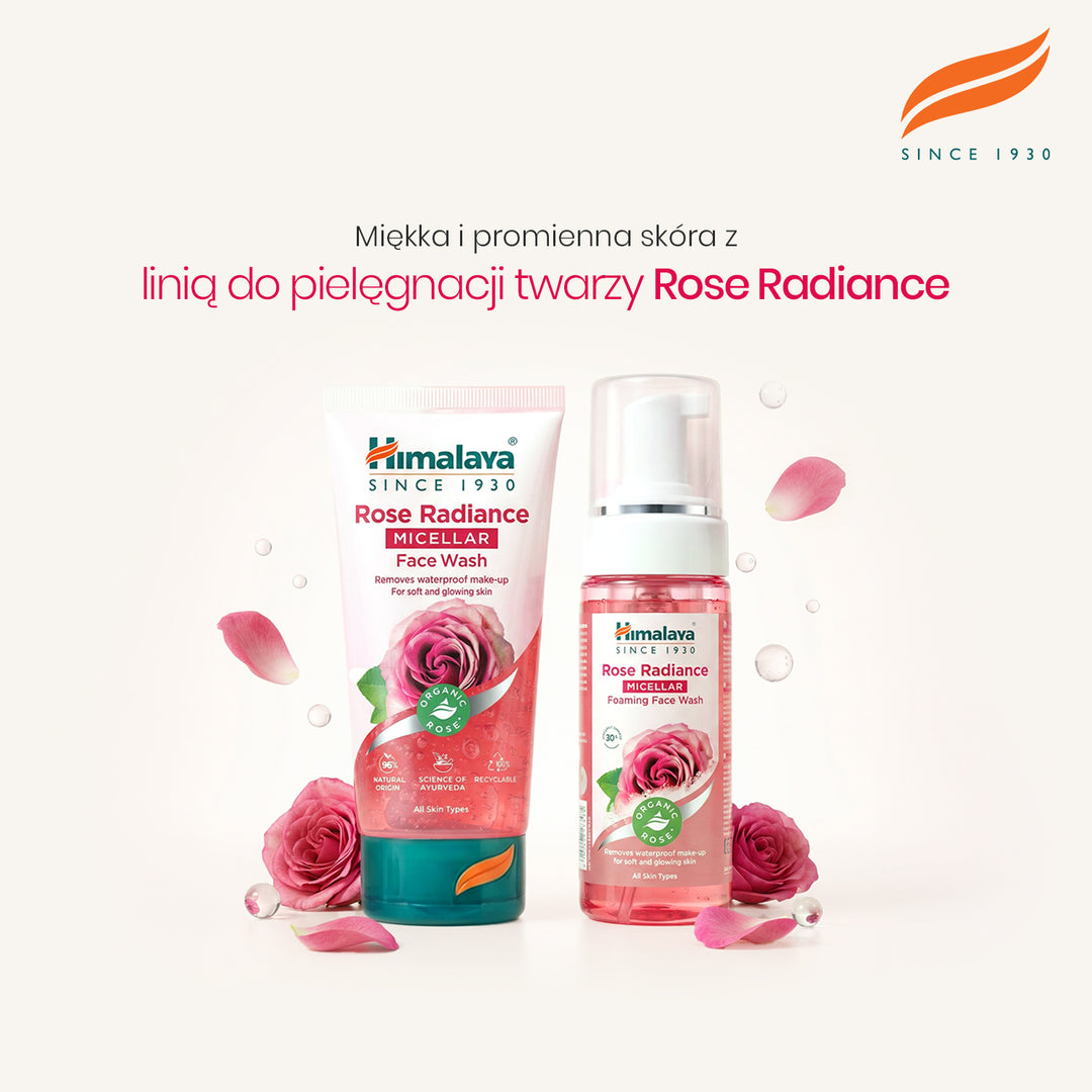 HIMALAYA ROZŚWIETLAJĄCA, MICELARNA PIANKA DO MYCIA TWARZY Z ORGANICZNĄ RÓŻĄ 150ML