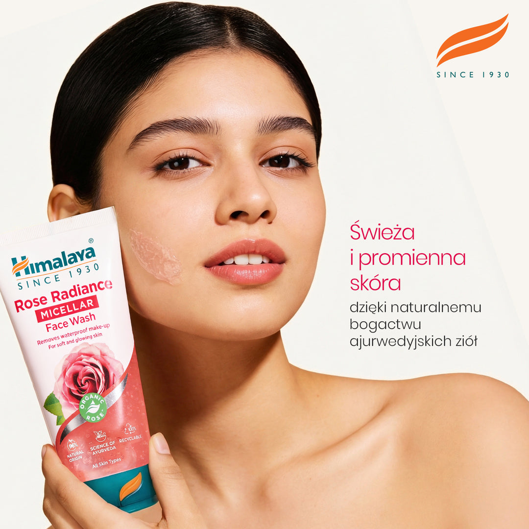 HIMALAYA ROZŚWIETLAJĄCY, MICELARNY ŻEL DO MYCIA TWARZY Z ORGANICZNĄ RÓŻĄ 150ML