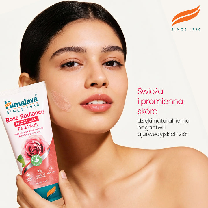 HIMALAYA ROZŚWIETLAJĄCY, MICELARNY ŻEL DO MYCIA TWARZY Z ORGANICZNĄ RÓŻĄ 150ML