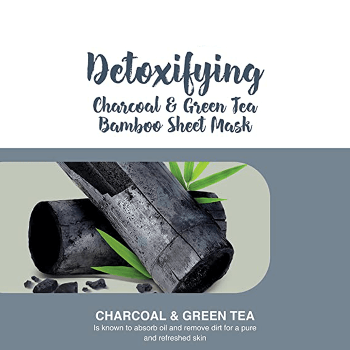 Detoksykująca maska do twarzy na tkaninie  z węglem i zielona herbatą